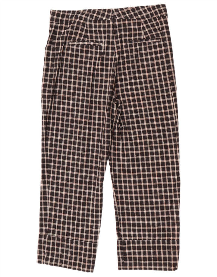 Zara Mujer Pantalones Cortos Medianos W28 L23 Algodón A Cuadros Negro
