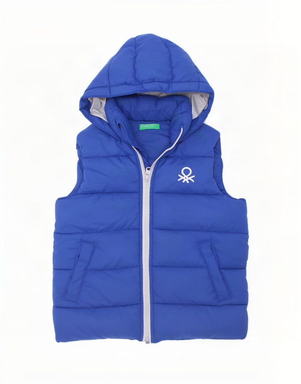 Benetton Chaleco Bebé Niño Acolchado Con Capucha 18-24 Meses Azul Poliéster