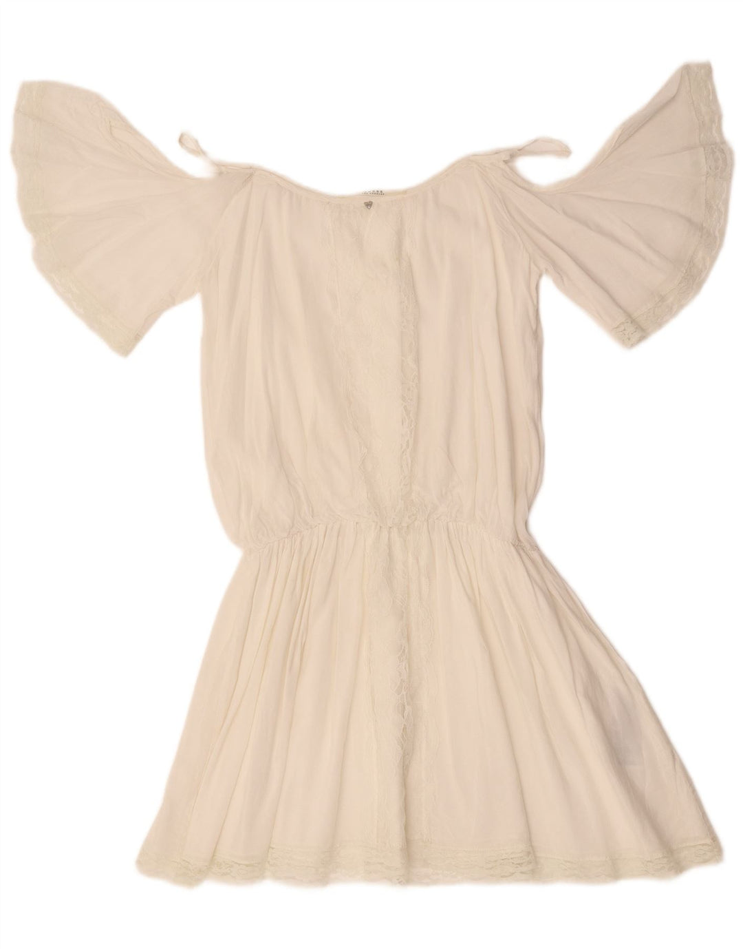 Guess Vestido Batwing con Hombros Descubiertos para Mujer Reino Unido 40 Mediano Algodón Blanco
