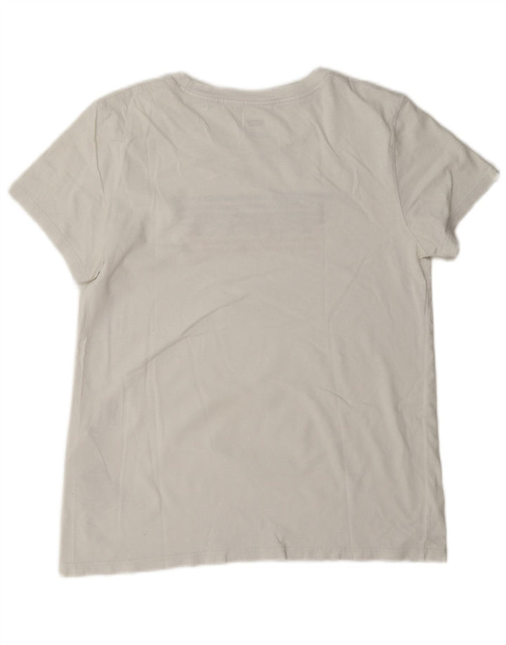 Levi's Camiseta gráfica para mujer Top UK 44 Algodón blanco mediano