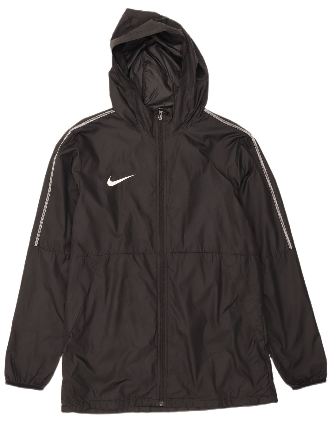 Nike - Chaqueta impermeable con capucha para hombre, talla 40, poliéster negro grande