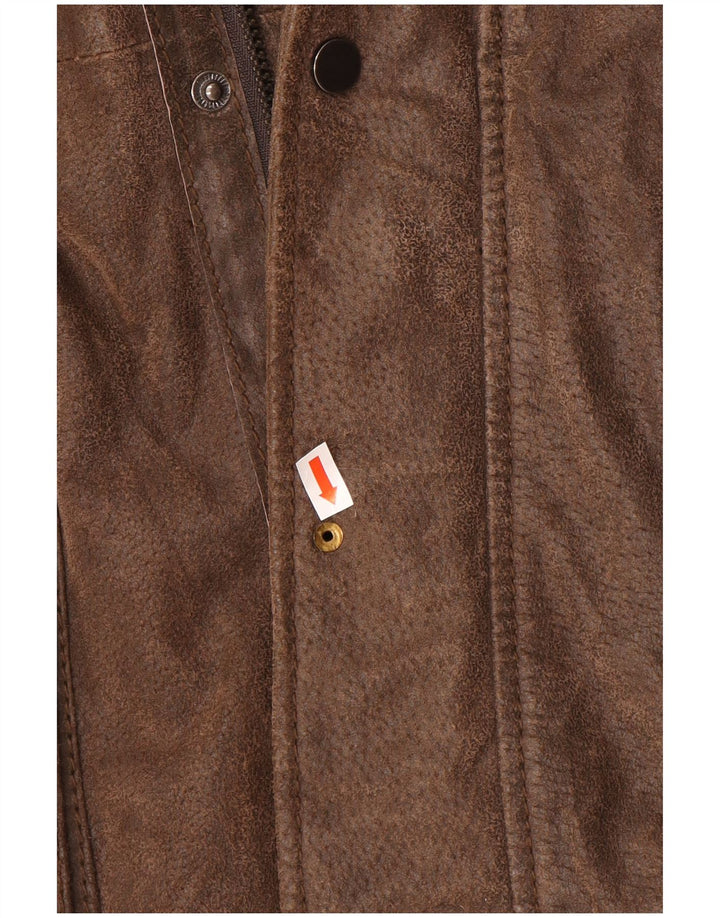 Conbipel Abrigo De Cuero Con Capucha Para Hombre IT 54 XL Cuero Marrón