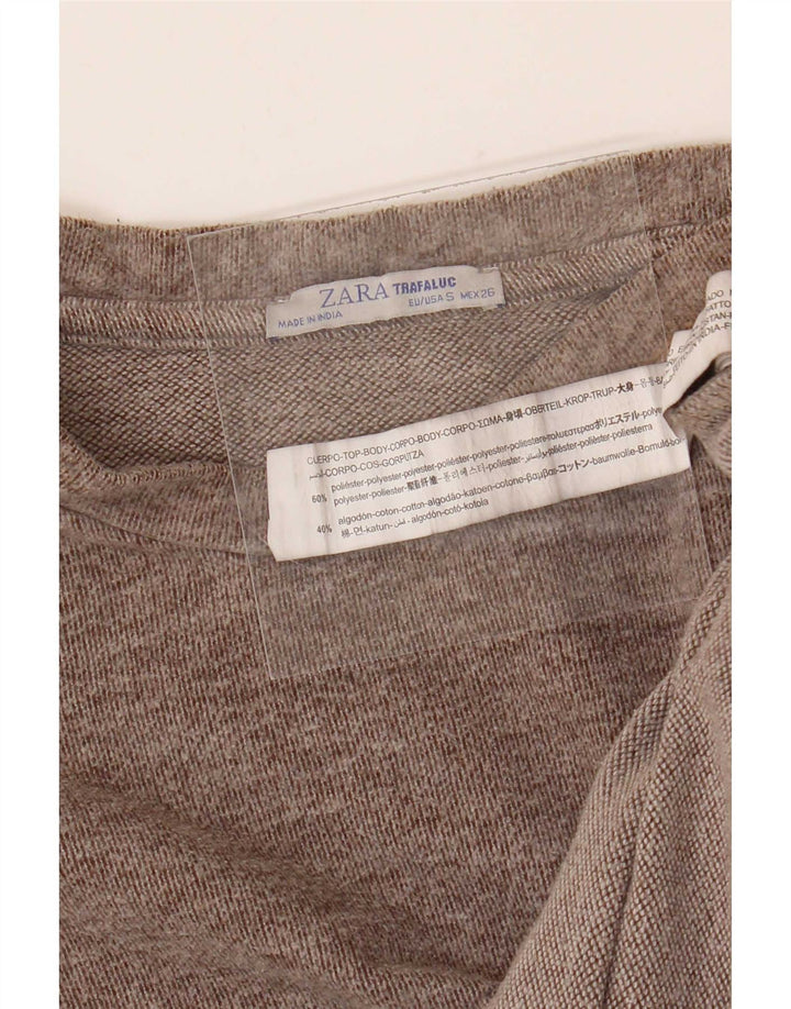 Zara Mujer Suéter De Cuello Redondo De Gran Tamaño UK 10 Pequeño Poliéster Gris