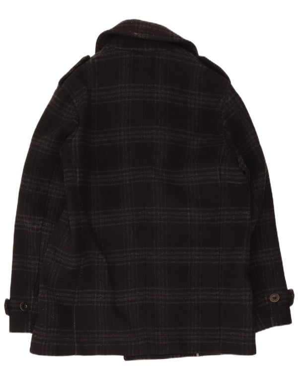 Pretty Green Chaquetón para hombre UK 40 Large Black Check Wool