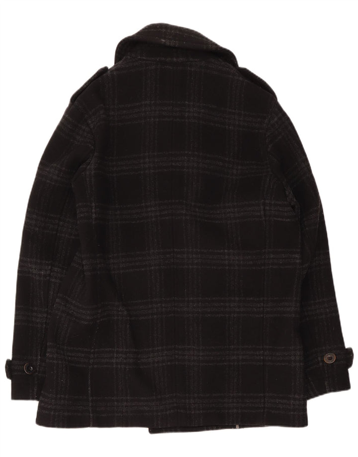 Pretty Green Chaquetón para hombre UK 40 Large Black Check Wool