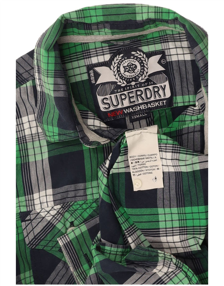 SUPERDRY Camisa Hombre XS Azul Marino Cuadros Algodón