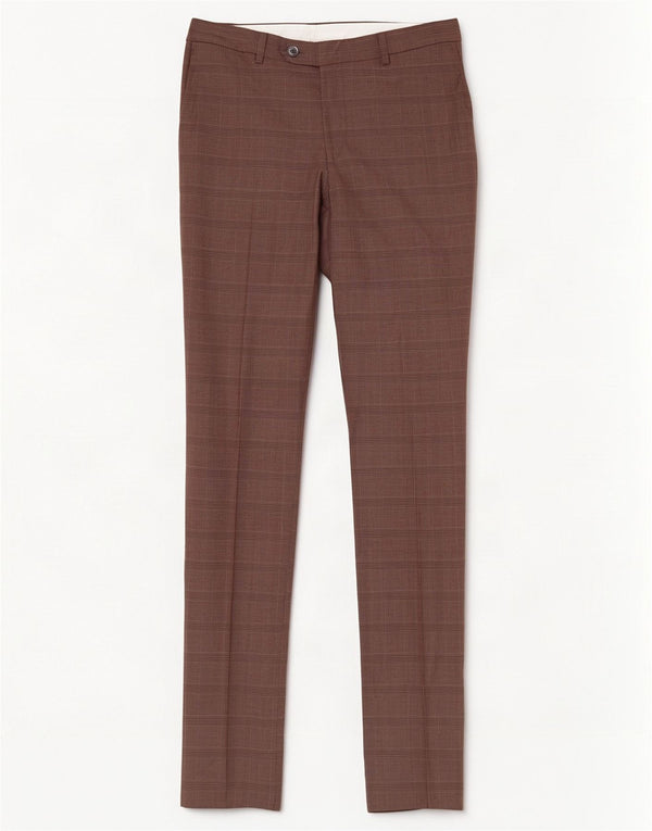 Cerruti 1881 Pantalón de traje ajustado para hombre W32 L36 Lana a cuadros marrón