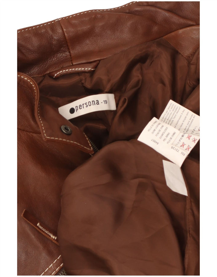 Persona Chaqueta de cuero extragrande para mujer Talla 19 Cuero marrón pequeño