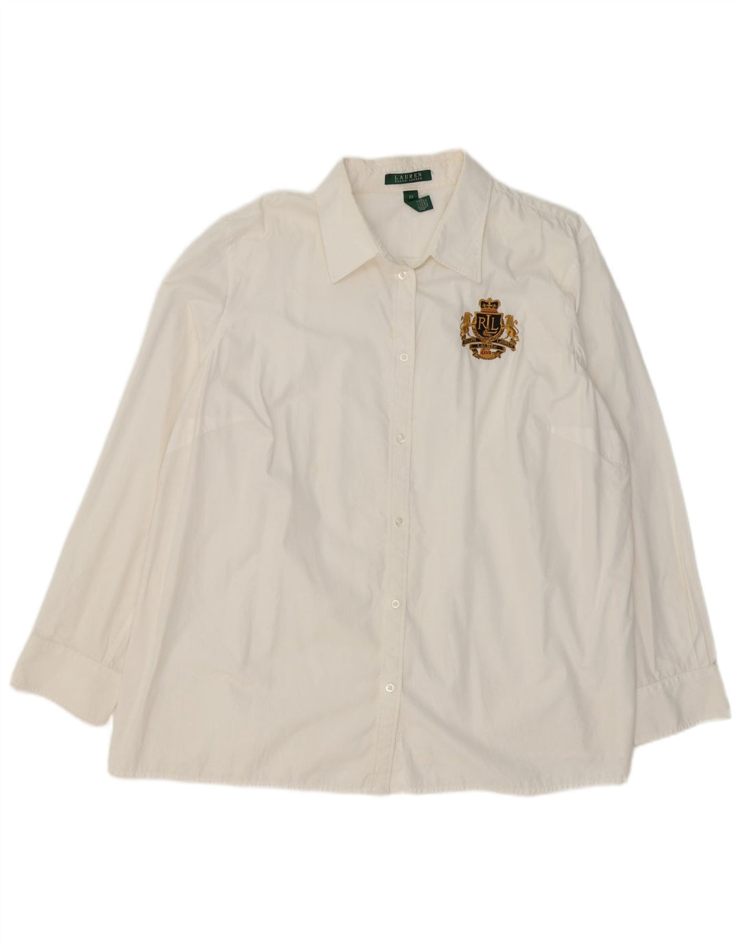 RALPH LAUREN Camisa Mujer UK 20 2XL Algodón Blanco