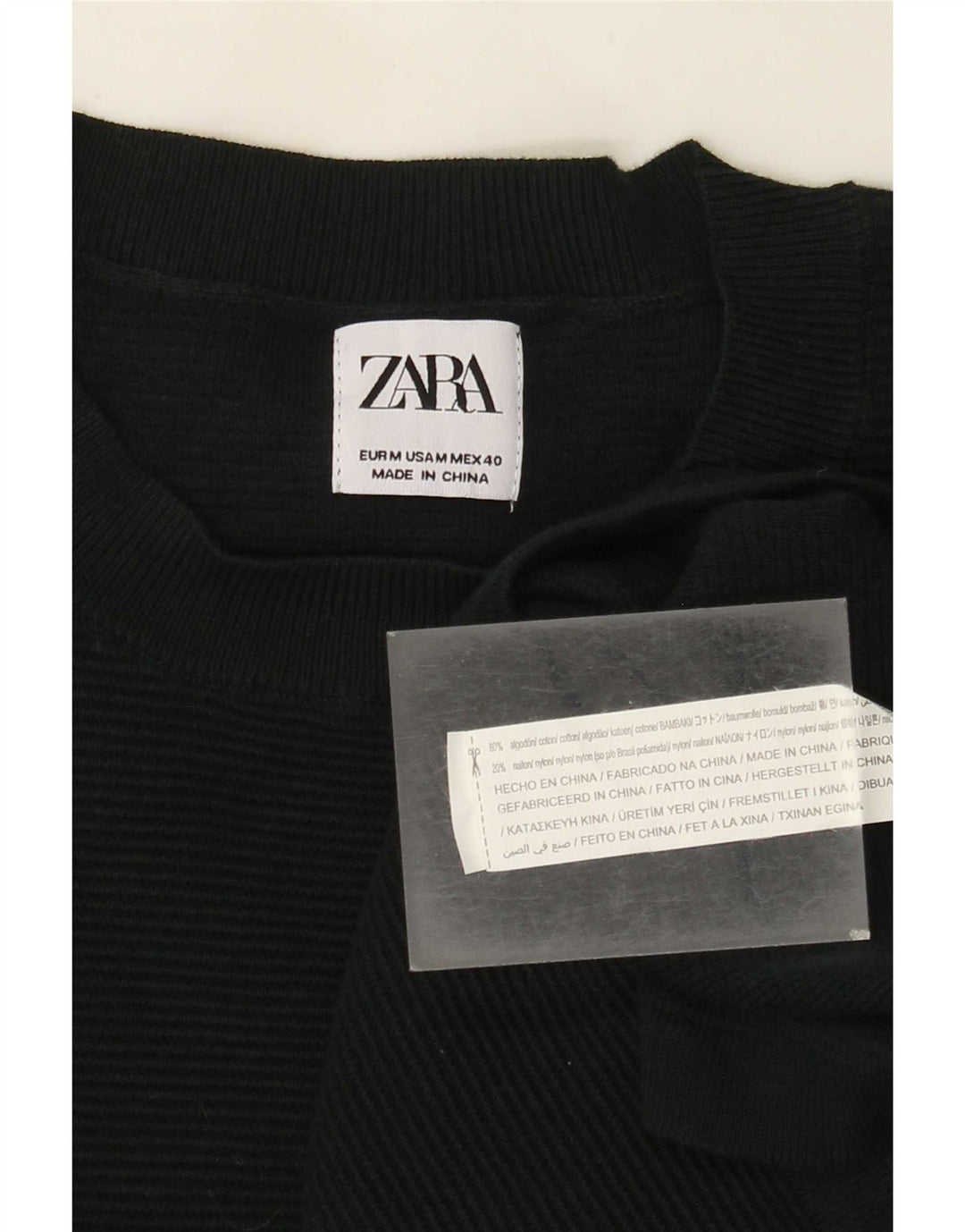 Zara Hombre Top Manga Larga Algodón Verde Medio