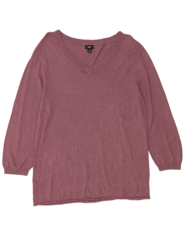 Mossimo Jersey de manga 3/4 con cuello en V para mujer UK 20 2XL Rayón morado