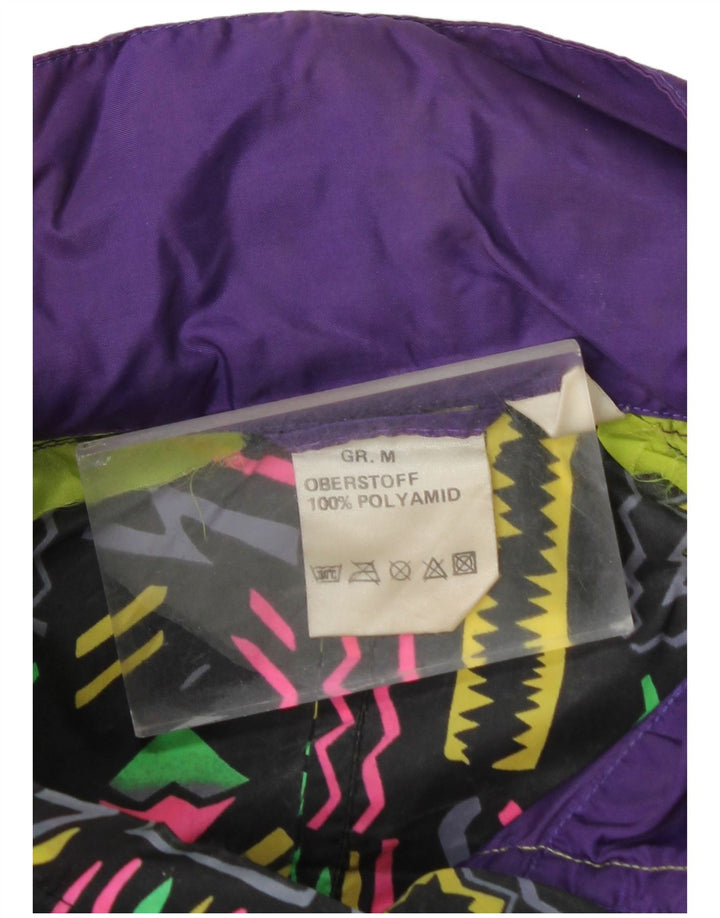 Vintage hombres chaqueta de lluvia Reino Unido 38 medio púrpura poliamida geométrica