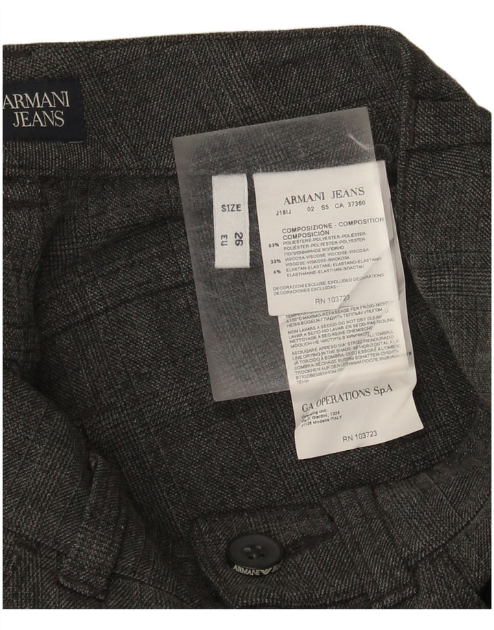 Armani Mujer Pantalones Casuales Slim W26 L28 Poliéster A Cuadros Gris