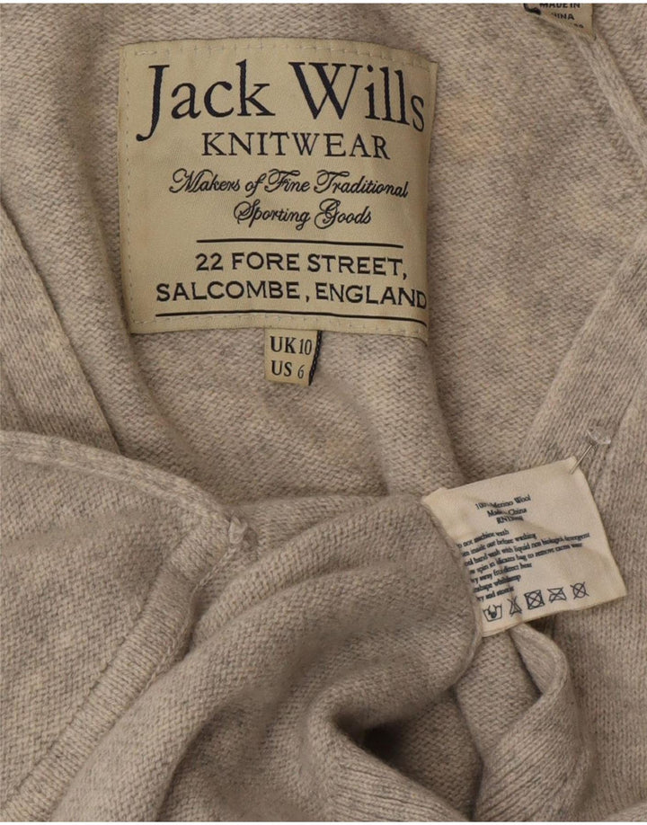 Jack Wills Cárdigan para mujer, talla 10, lana gris pequeña