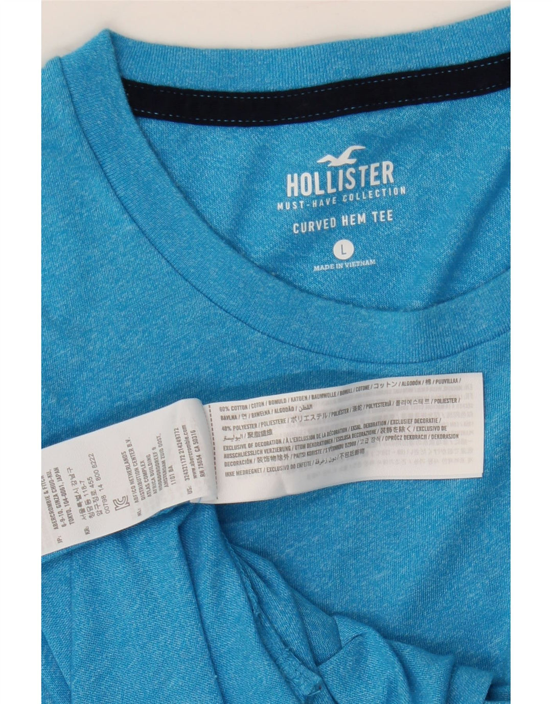Camiseta Hollister Hombre Top Grande Azul Algodón
