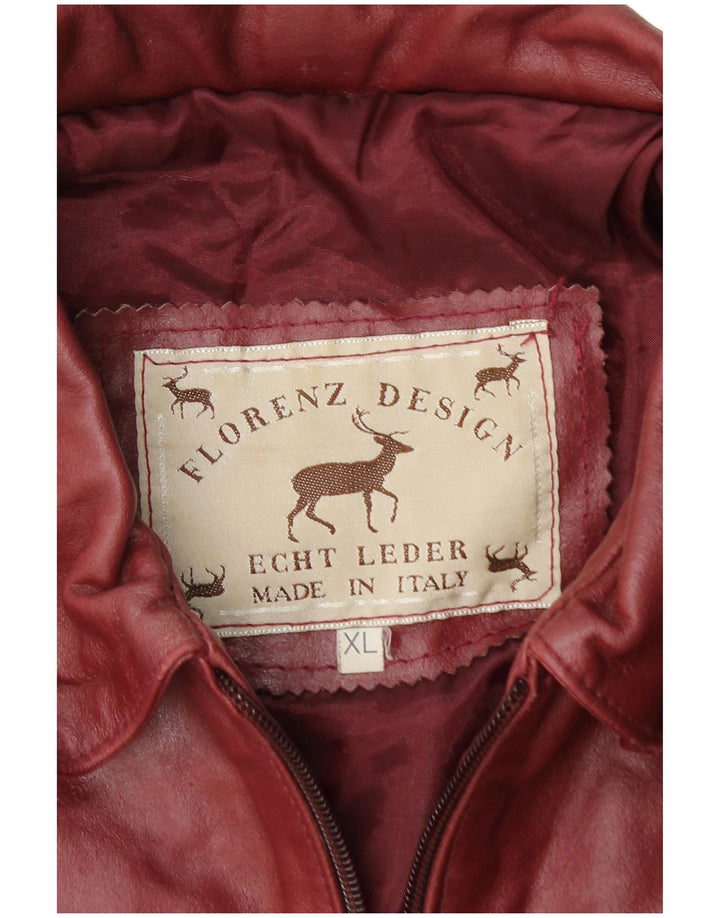 Vintage mujer crop chaqueta de cuero Reino Unido 18 XL cuero granate