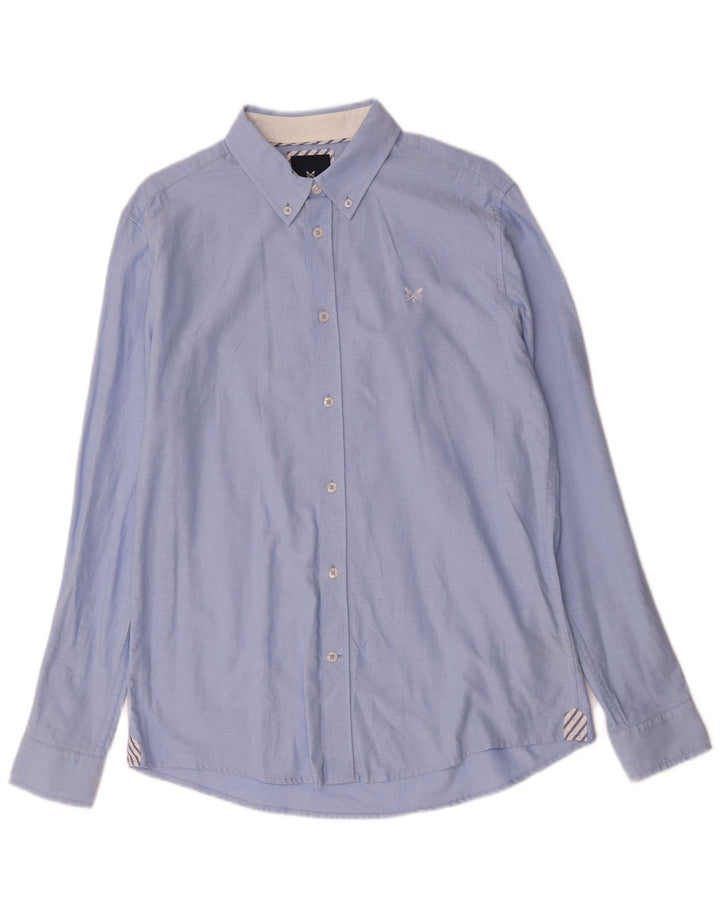 Crew Clothing Camisa ajustada para hombre Algodón azul medio