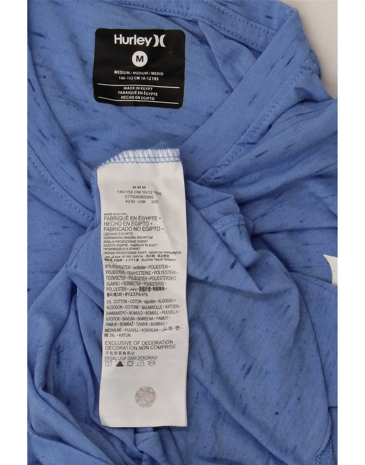 Hurley Boys Graphic Top manga larga 10-11 años medio azul moteado