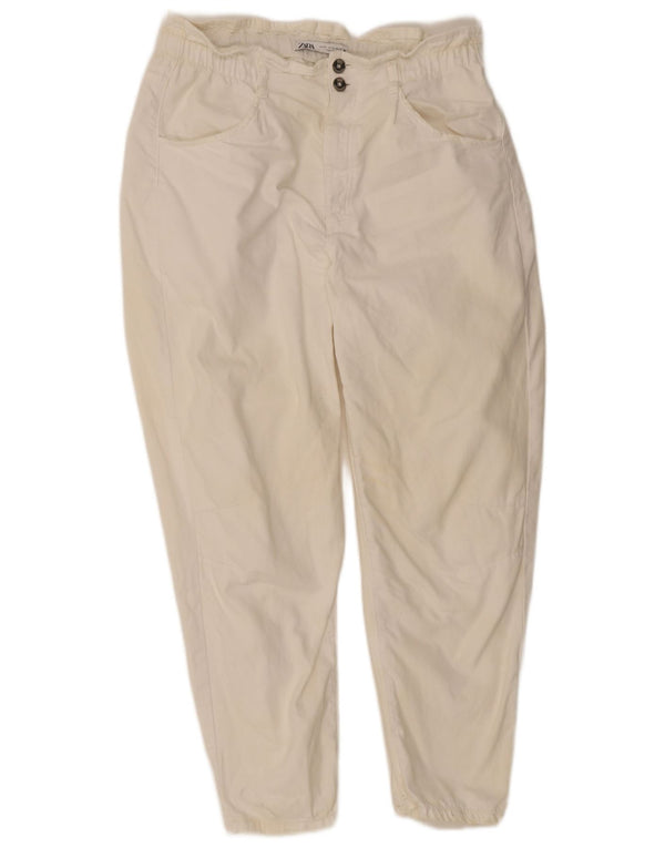 Zara Jeans Cónicos De Cintura Alta Para Mujer EU 42 Large W32 L26 Blanco