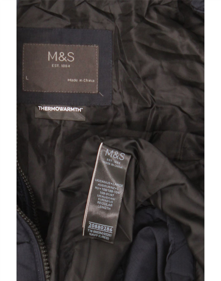 Marks & Spencer Chaqueta acolchada para hombre UK 40 Large Poliéster azul marino