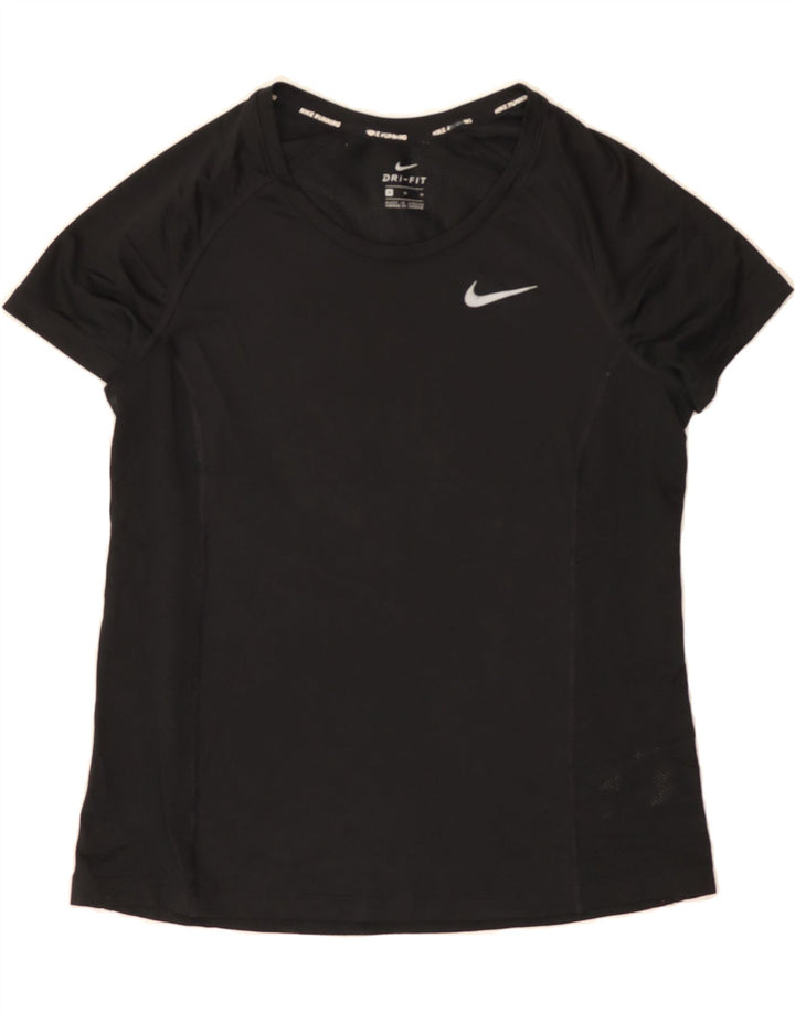 NIKE Womens Dri Fit T-Shirt Top UK 12 Medium Black Polyester Vintage Nike and Second-Hand Nike from Messina Hembry 