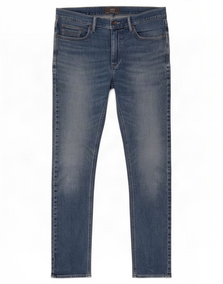 Marks & Spencer Vaqueros ajustados para hombre W34 L33 Algodón azul