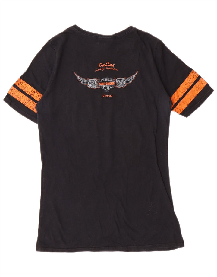 HARLEY DAVIDSON Camiseta gráfica para mujer Top UK 12 Mediano Algodón negro