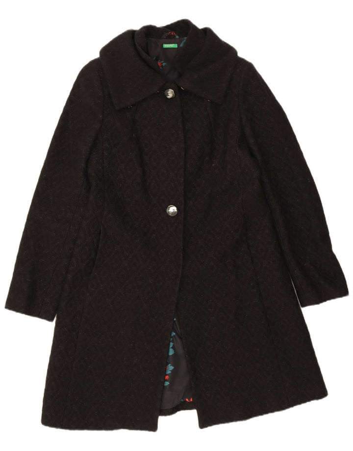 Abrigo Mujer Benetton IT 44 Medium Negro Argyle/Diamond