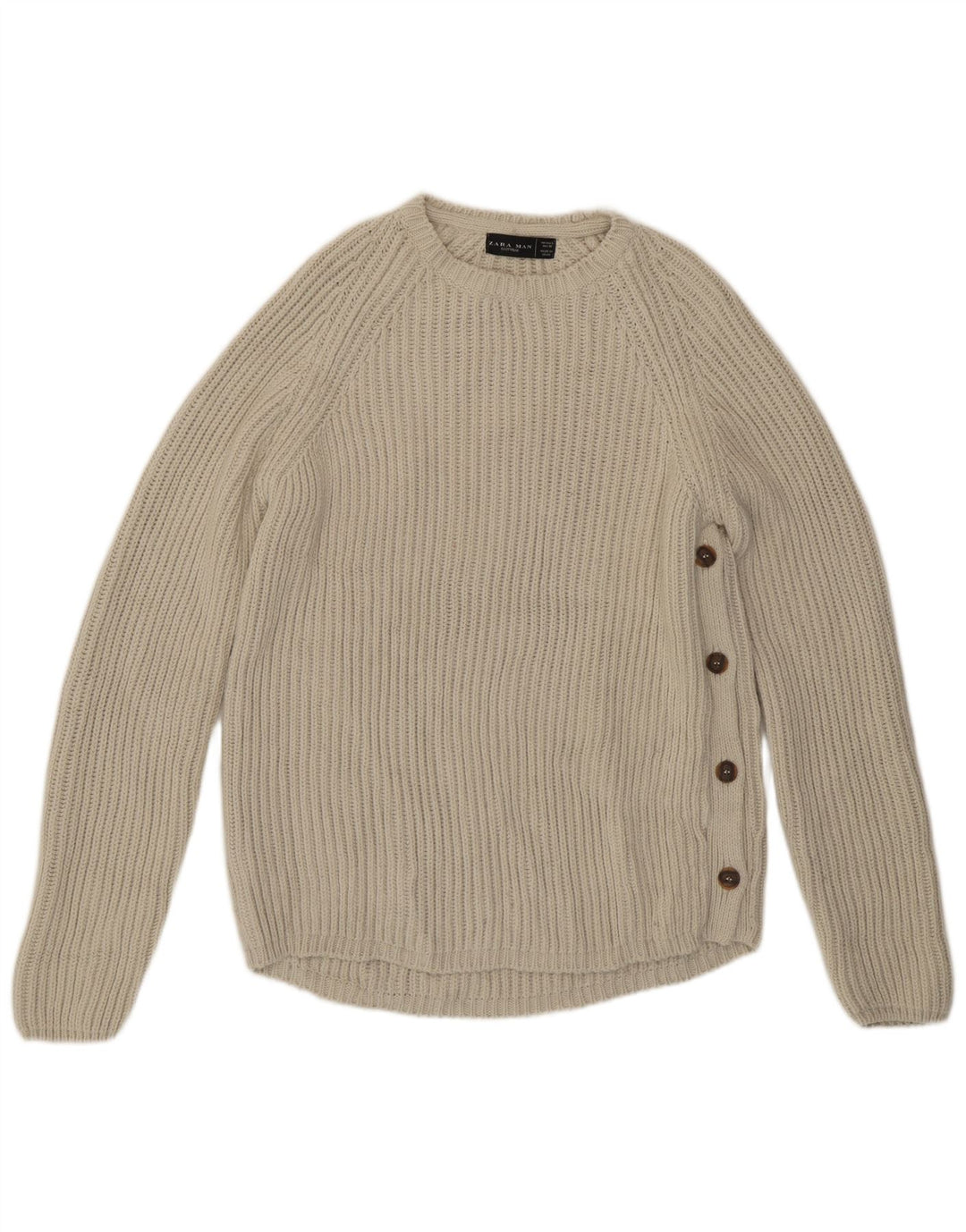 Zara Hombre Jersey De Cuello Redondo Jersey Grande Acrílico Gris