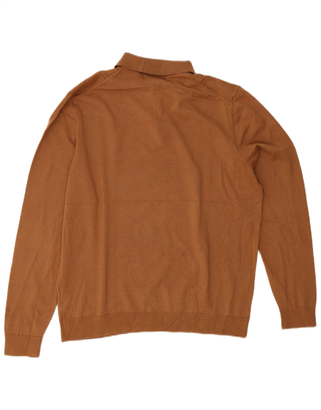 Marks & Spencer - Jersey de cuello tipo polo para hombre, talla grande, algodón marrón