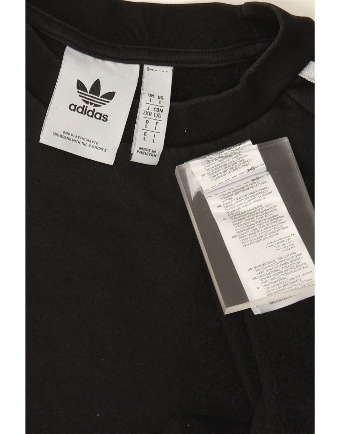 Adidas Hombre Sudadera Jumper Grande Negro Algodón