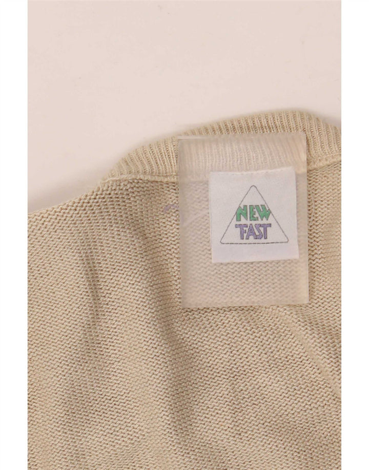Nuevo Jersey rápido con cuello redondo para hombre XL Beige geométrico