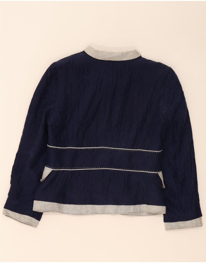 Zara Mujer Chaqueta Blazer De 3 Botones UK 44 Mediana Azul Marino Colorblock