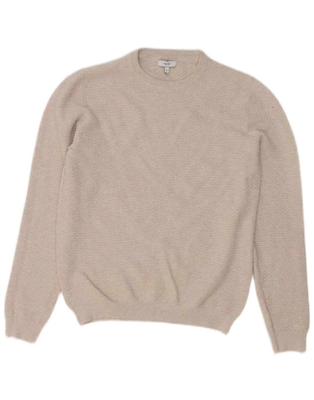 Reiss Jersey De Cuello Redondo Para Hombre Pequeño Algodón Beige