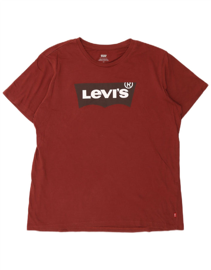 Levi's Camiseta gráfica para hombre Top grande de algodón burdeos