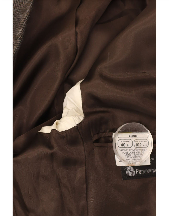 ST MICHAEL Mens Long 2 Button Blazer Jacket UK 40 Large Brown Check
