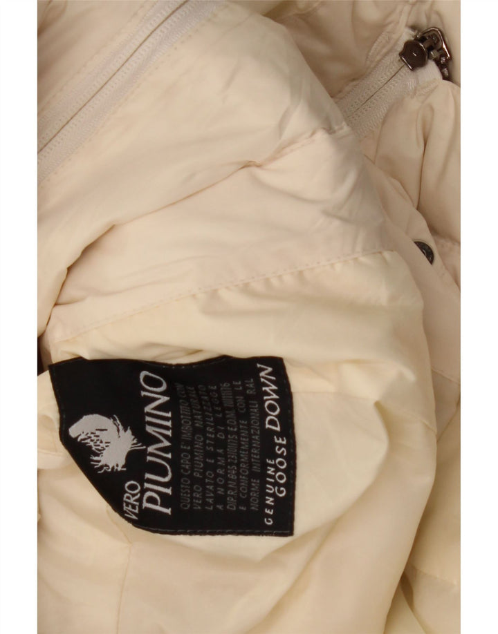 Abrigo acolchado con capucha vintage para mujer IT 44 Poliéster medio blanquecino