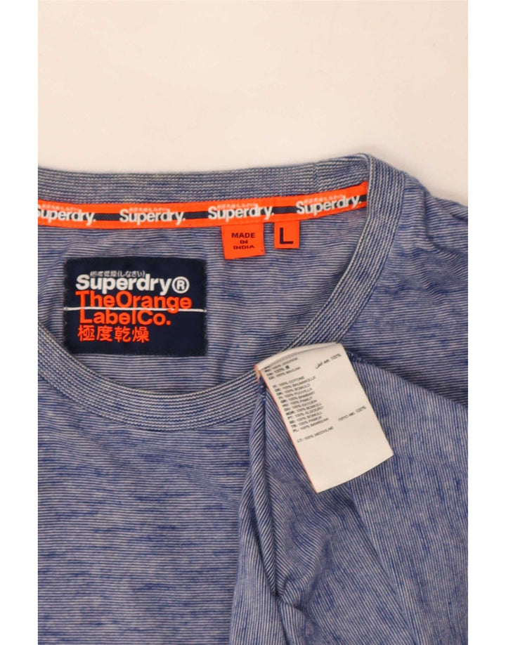 Superdry Camiseta para hombre Top Large de algodón moteado en azul