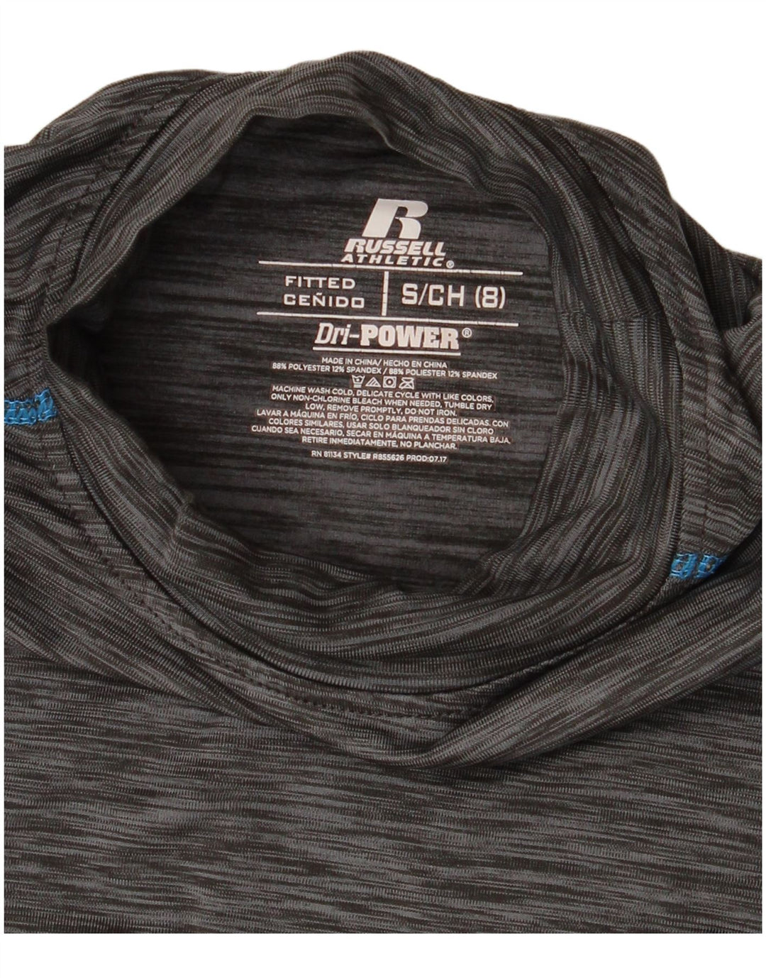 Russell Athletic Camiseta de Manga Larga para niño 7-8 años Small Gris Moteado