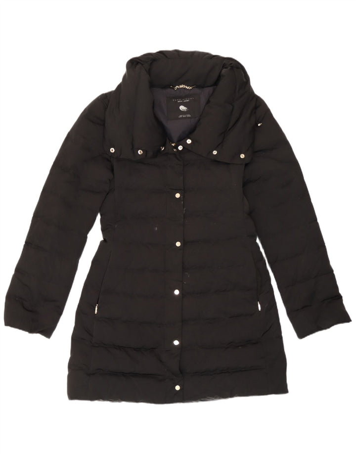Zara Mujer Chaqueta Acolchada UK 10 Small Nylon Negro
