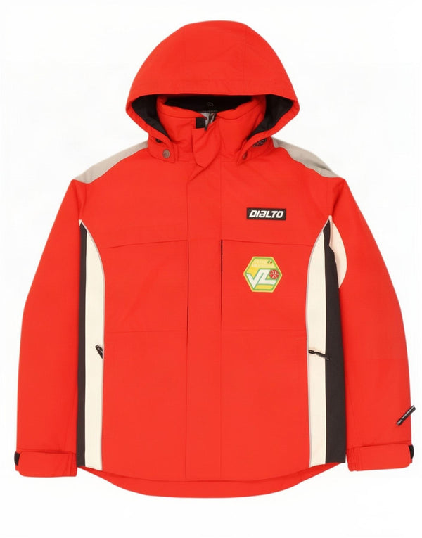 Dialto Chaqueta de esquí con capucha gráfica para hombre UK 40 Large Red Colourblock Nylon