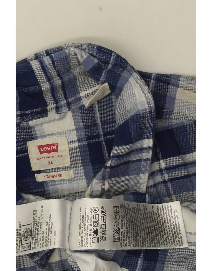 Levi's Camisa de franela estándar para hombre XL Algodón a cuadros azules
