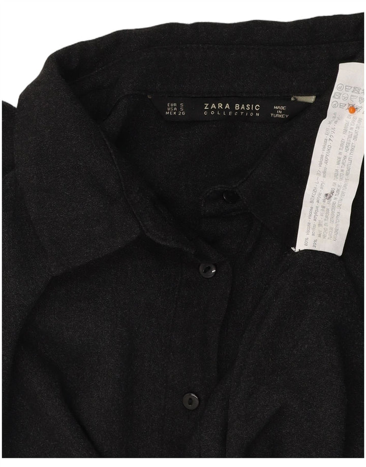 ZARA Blusa camisera extragrande para mujer UK 40 Small Viscosa gris