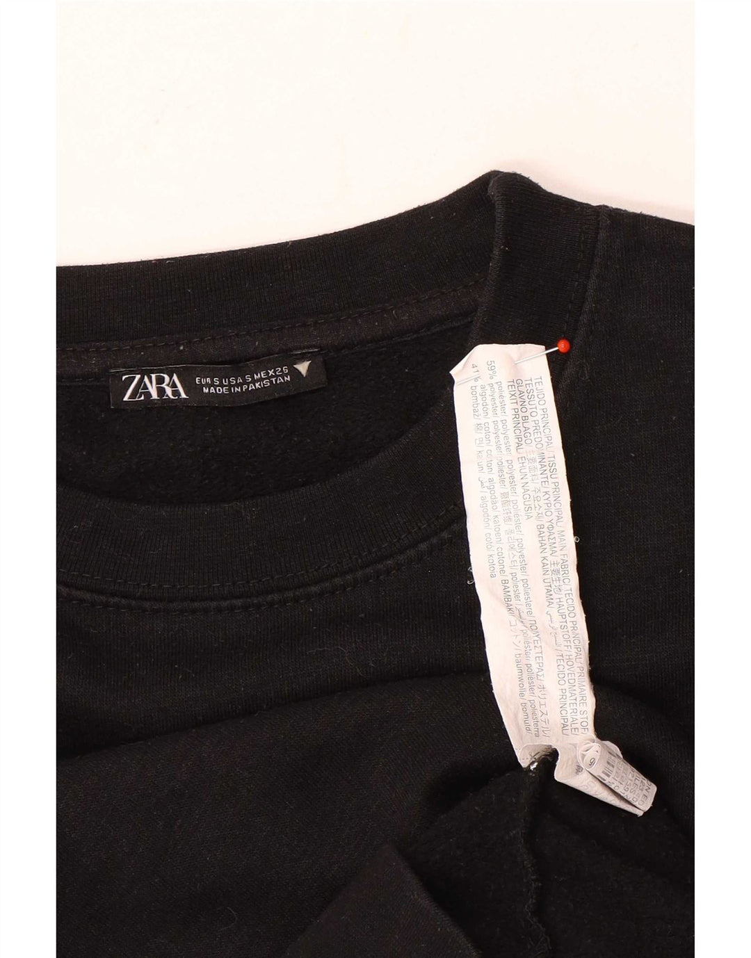Zara Mujer Crop Sudadera Oversize Jersey UK 10 Small Poliéster Negro