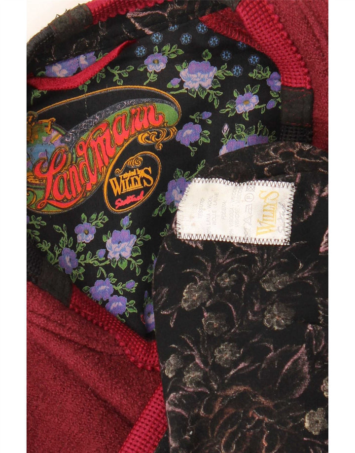 Vintage hombres 5 botones Blazer chaqueta Reino Unido 40 gran lana borgoña