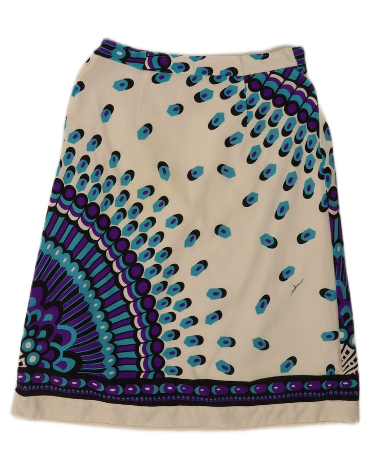 Conjunto de falda vintage de 2 piezas para mujer IT 46 Grande W28 Poliamida geométrica blanca
