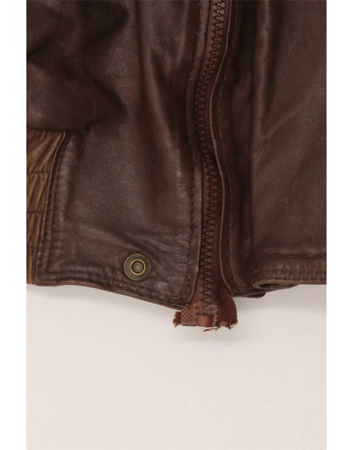 Chaqueta de cuero vintage para hombre Reino Unido 38 Marrón medio