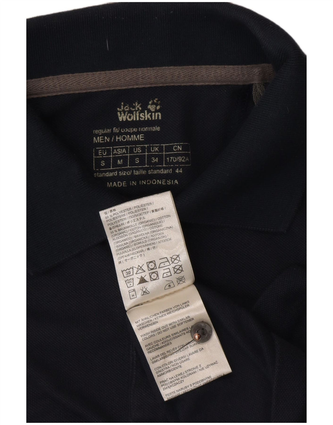 JACK WOLFSKIN Polo para hombre UK 34 Small Azul marino Poliéster