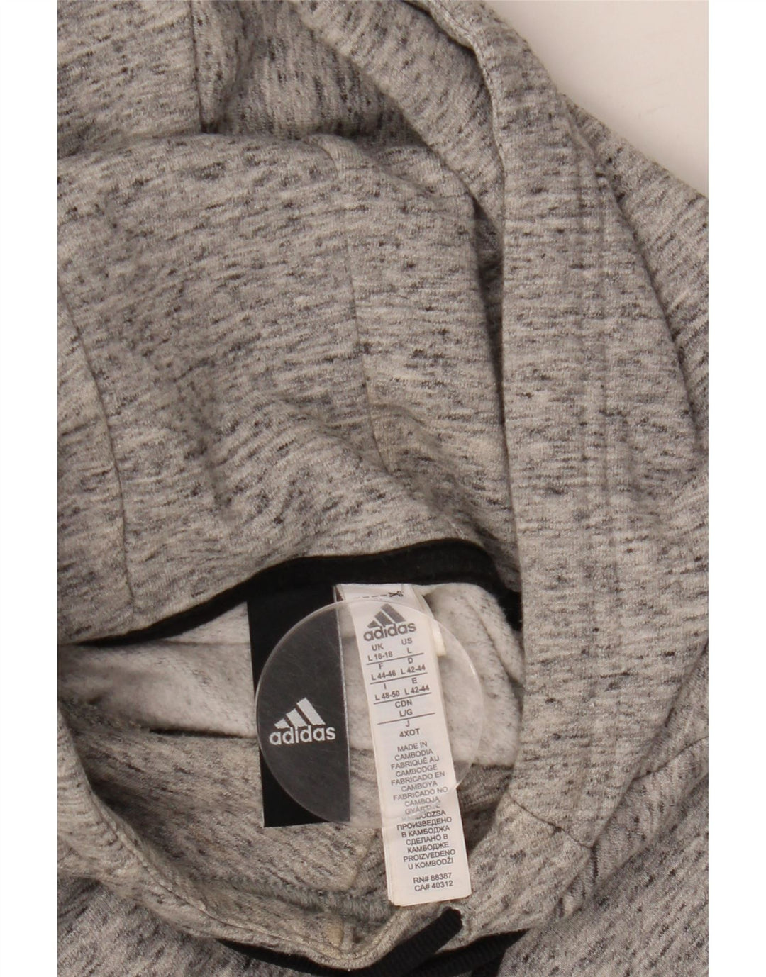 ADIDAS Sudadera con capucha para mujer UK 16/18 Grande Gris Moteado Algodón