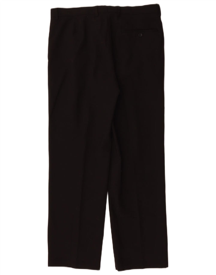 Marks & Spencer Pantalones de traje con pinzas a medida para hombre W34 L29 Poliéster negro
